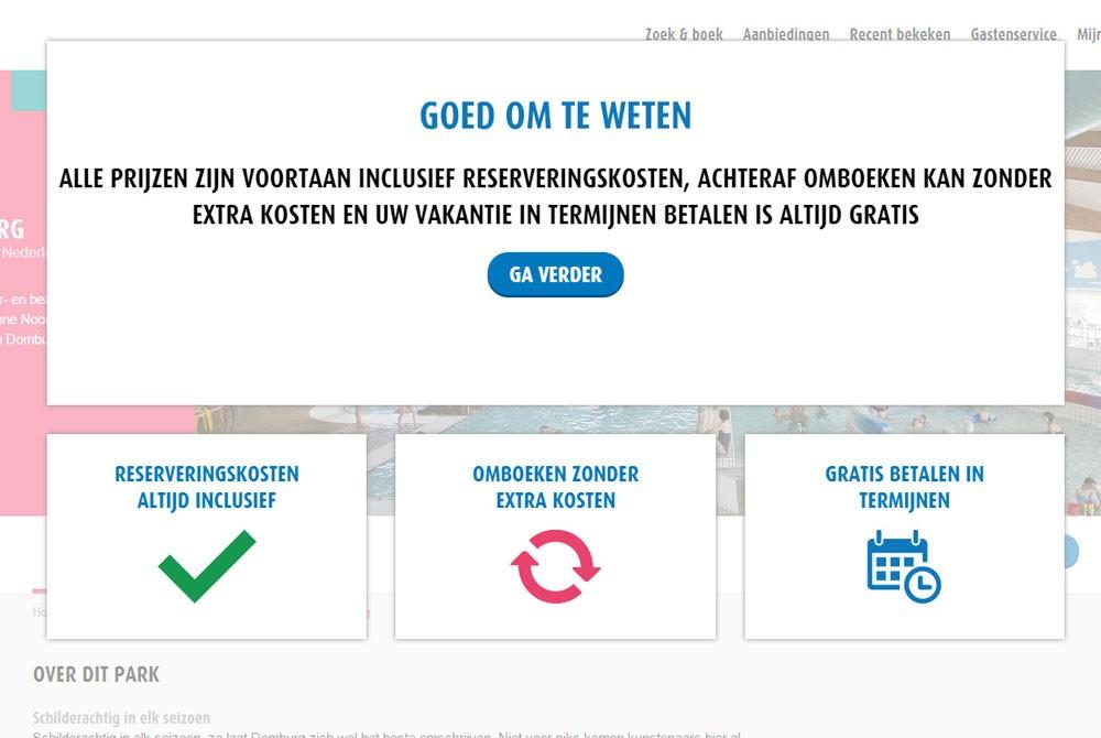 Roompot toont prijzen voortaan inclusief reserveringskosten