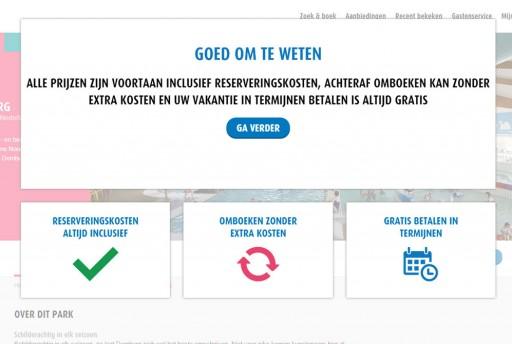 Roompot toont prijzen voortaan inclusief reserveringskosten