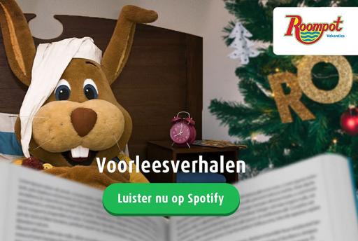 Roompot mascotte Koos Konijn leest voor op Spotify