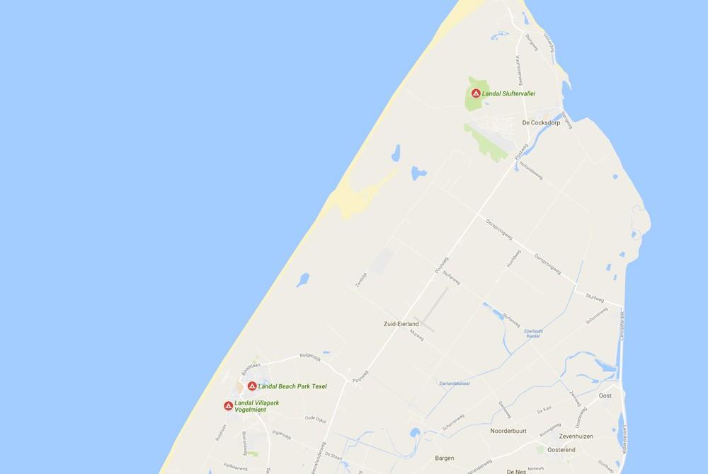 Landal Texel parken op de kaart