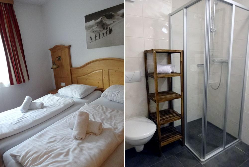 De slaapkamer en de badkamer
