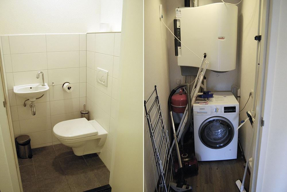 Toilet en bergruimte met wasmachine, Landal Vitamaris