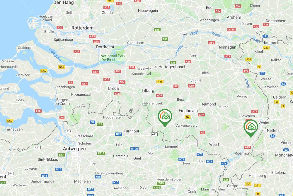 Landal De Lommerbergen en Landal Het Vennenbos op de kaart