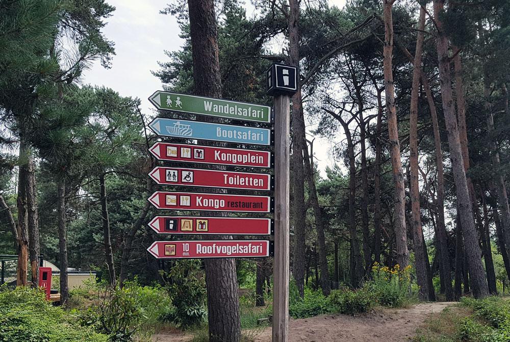 Bewegwijzering in het Safaripark Beekse Bergen