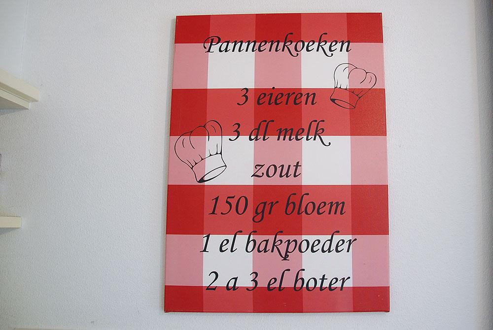 Pannenkoeken recept op de muur, Landal Het Land van Bartje