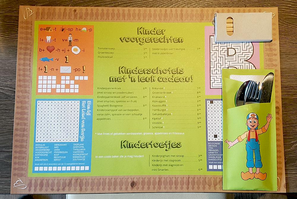 Kindermenu, Restaurant Het Land van Bartje