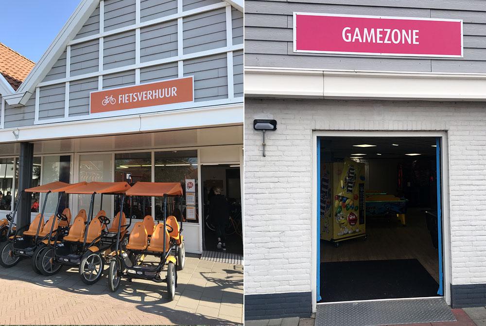 Fietsverhuur en de gamezone, Vakantiepark Aquadelta