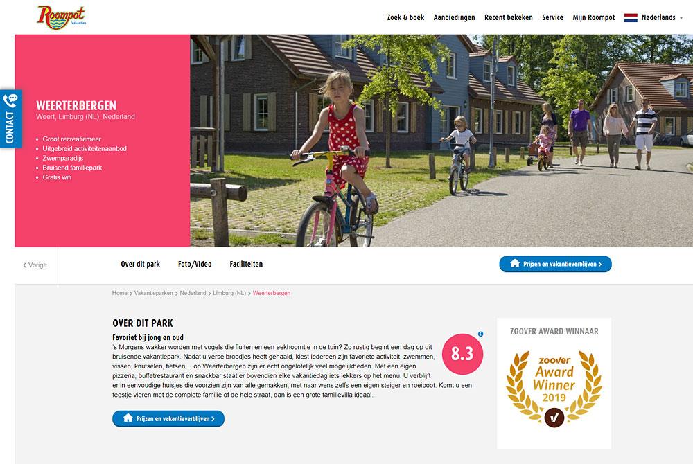 Roompot Vakantiepark Weerterbergen website