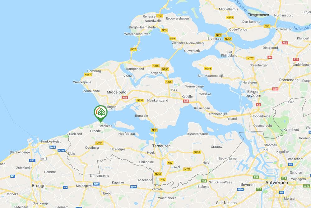 Vakantiepark Zeebad op de kaart