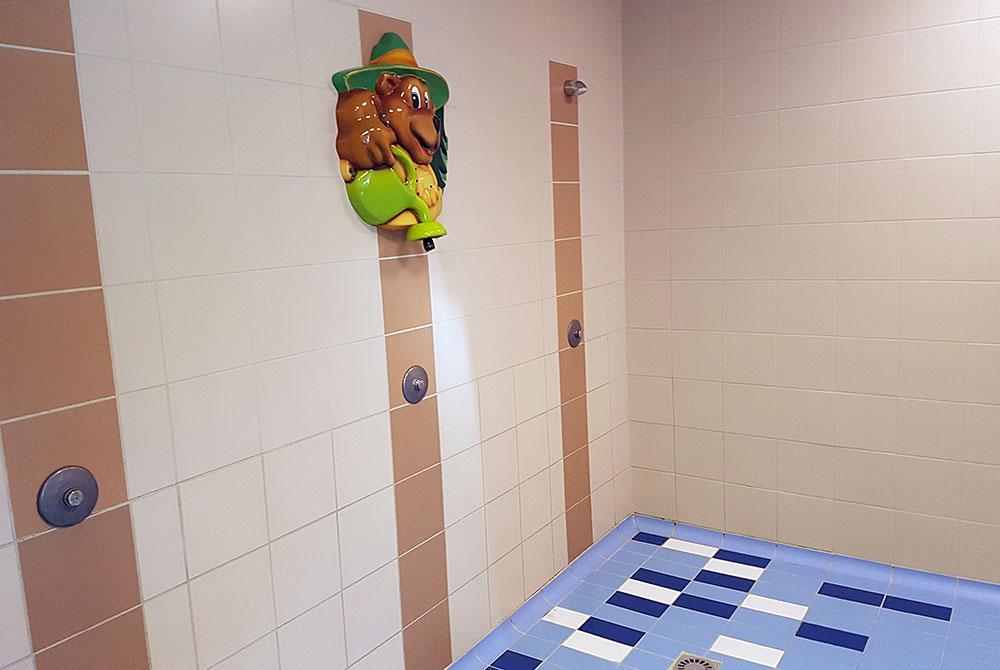 Douches in het zwembad, Landal Sluftervallei