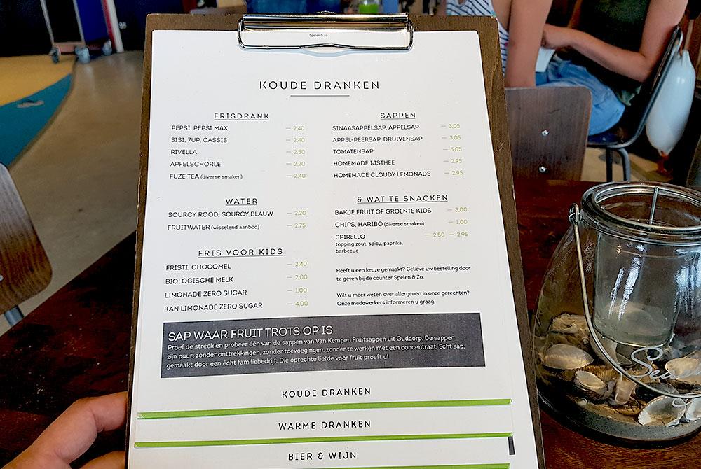 Spelen & Zo menu, Landal Strand Resort Ouddorp Duin