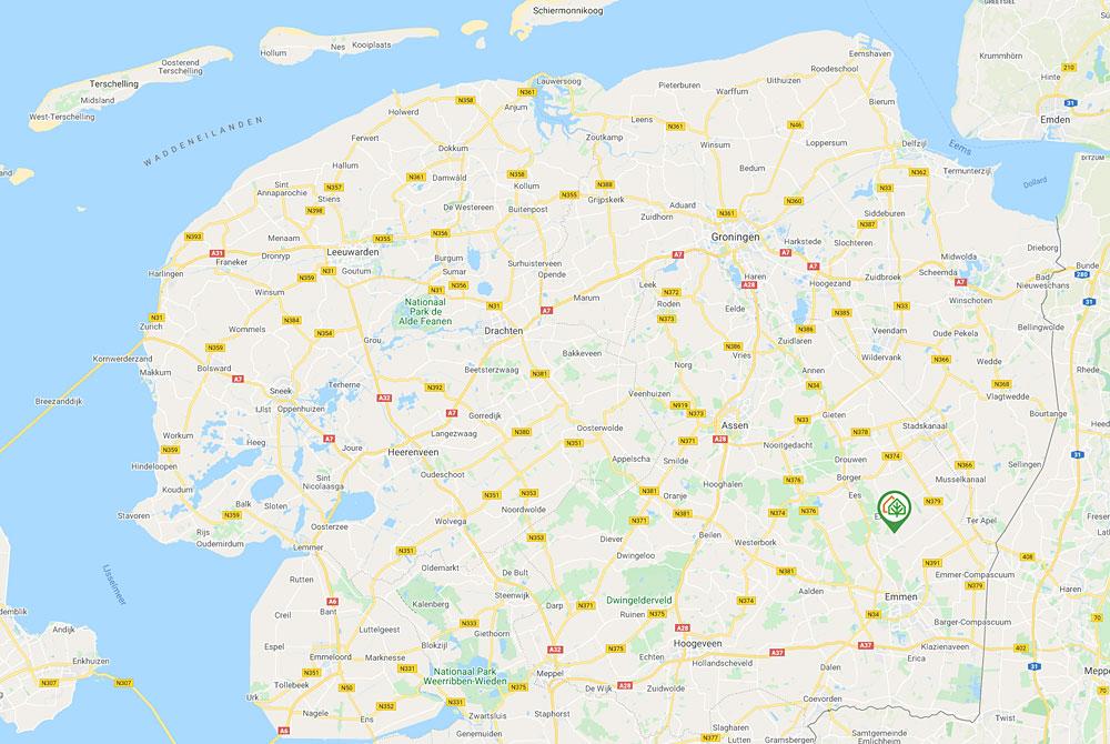Landal PUUR Exloo op de kaart