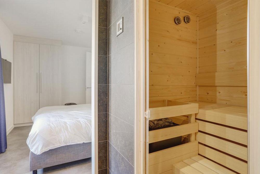 Slaapkamer met sauna, Landal PUUR Exloo