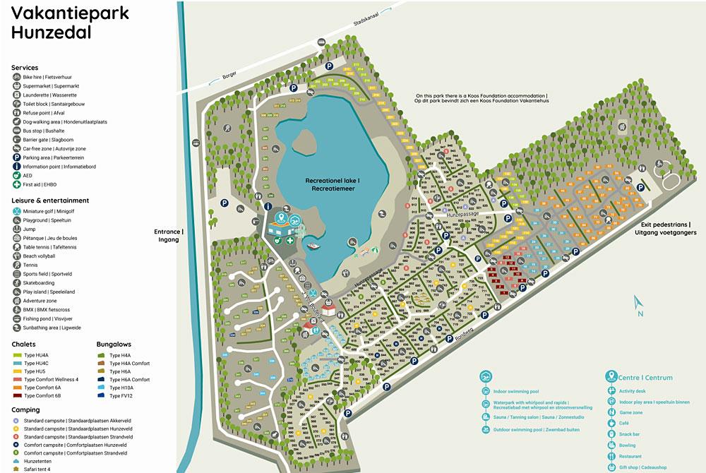 plattegrond, Roompot Vakantiepark Hunzedal
