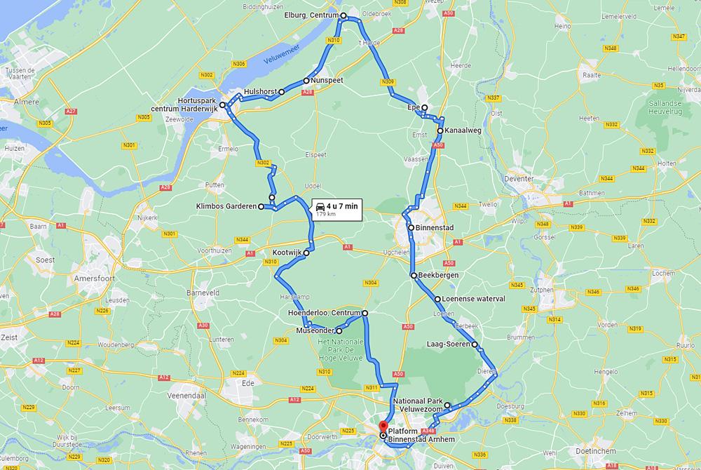 roadtrip Veluwe route