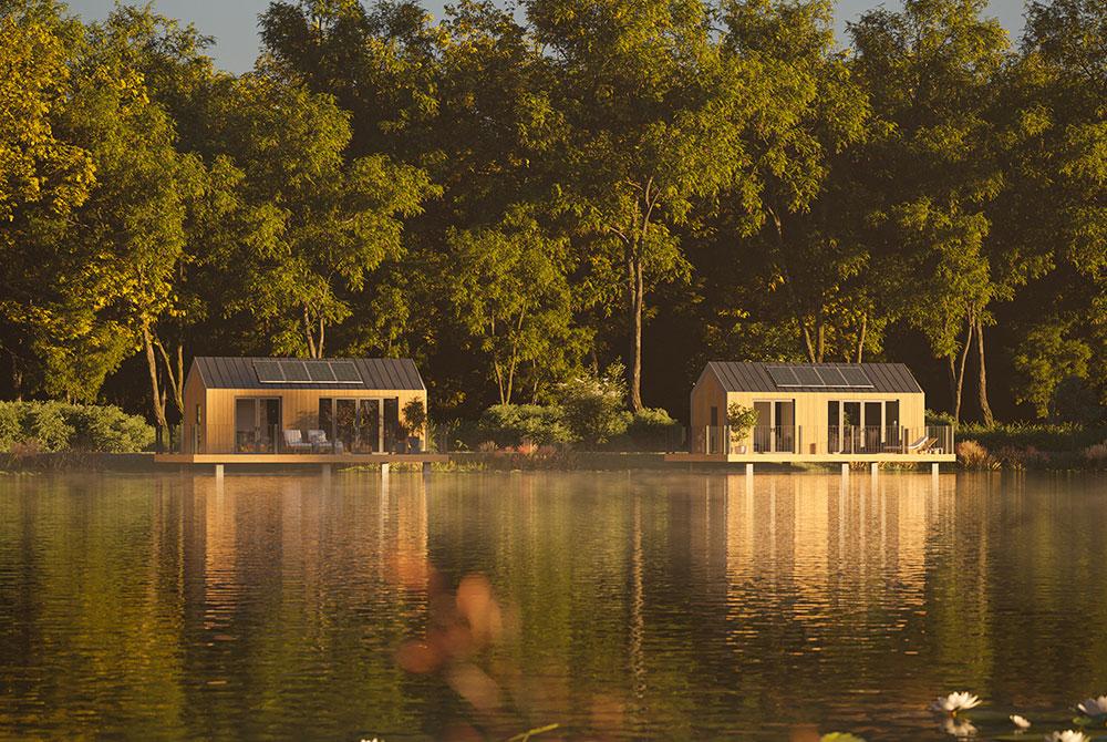 2-persoons luxe, vrijstaande lodge op het water, Landgoed Bourtange