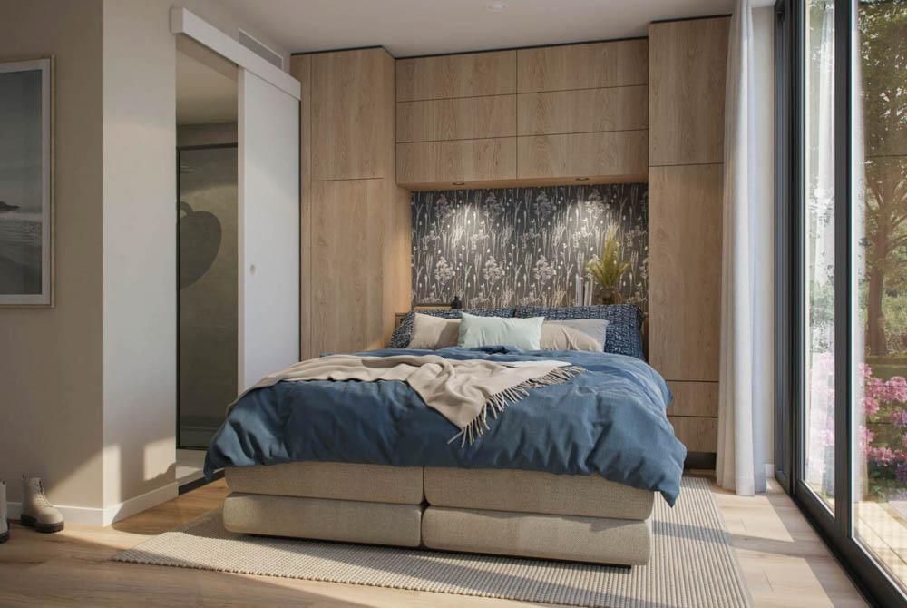 Landal De Wedderplassen, slaapkamer in de lodge
