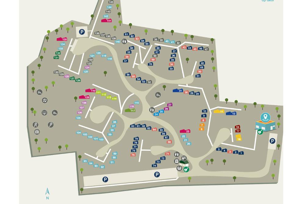 De plattegrond van Bungalowpark Schin op Geul